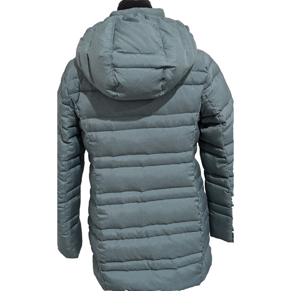 Land's End Down Puffer Jacket Mid Length Hooded Women's Small Green - Picture 4 of 11